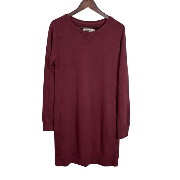 Pact Women Cabernet Essential Long Sleeve Sweatshirt Dress Medium Organic Cotton - Picture 2 of 7